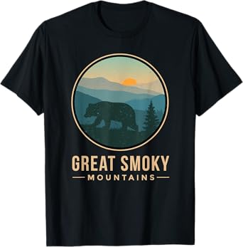 Great Smoky Mountains Shirt National Park Retro Bear Graphic T-Shirt