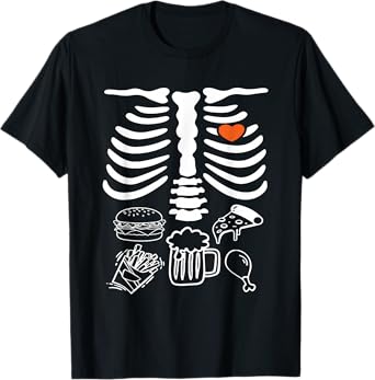 X-ray Skeleton Ribs Halloween Skeleton Food Womens Mens T-Shirt