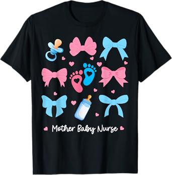 Nurse Coquette Bow Mother Baby Nurse for Mom Mothers Day T-Shirt