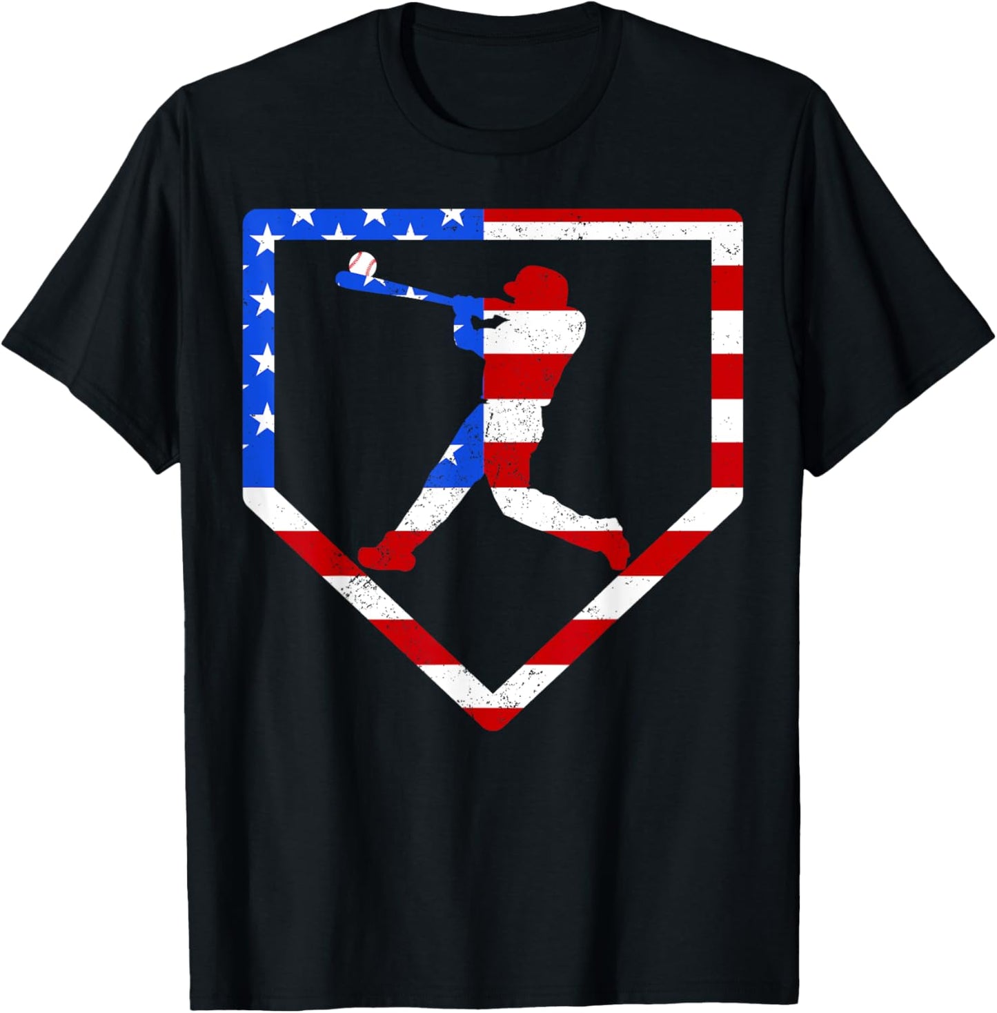 Baseball Player American Flag Home Plate 4th Of July Boys T-shirt