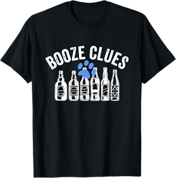 Booze Clues Funny Drinking Vintage Adult Humor T-Shirt