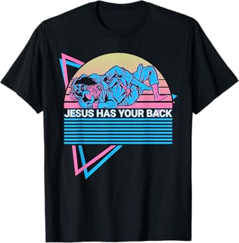 Funny Jiu Jitsu BJJ Retro Jesus Has Your Back T-Shirt