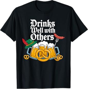 Drinks Well with Others Beer Pretzel Oktoberfest T-Shirt