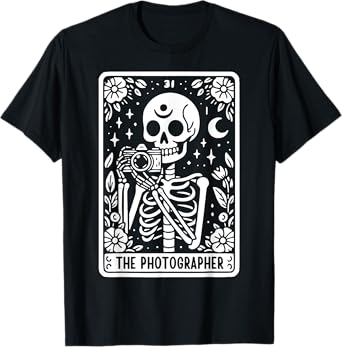 The Photographer Skeleton Tarot Card Photographer Cameraman T-Shirt