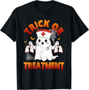 Trick Or Treatment Boo Respiratory Therapist Ghost Halloween T-Shirt