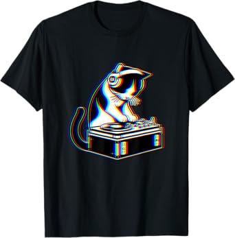 Cat Dj House Music Optical Illusion EDM Rave Trippy Deejay T-Shirt for Men Women