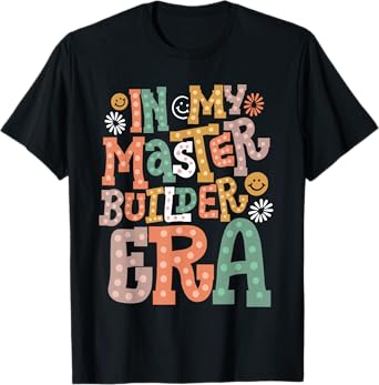 In My Master Builder Era Retro Groovy Building Blocks Kids T-Shirt
