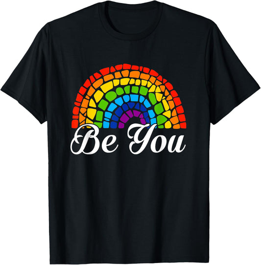 Be You Gay Pride Month LGBT Rainbow Flag Retro Vintage T-Shirt