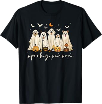 Cute Ghost Dogs Happy Halloween Spooky Season Trick Or Treat T-Shirt