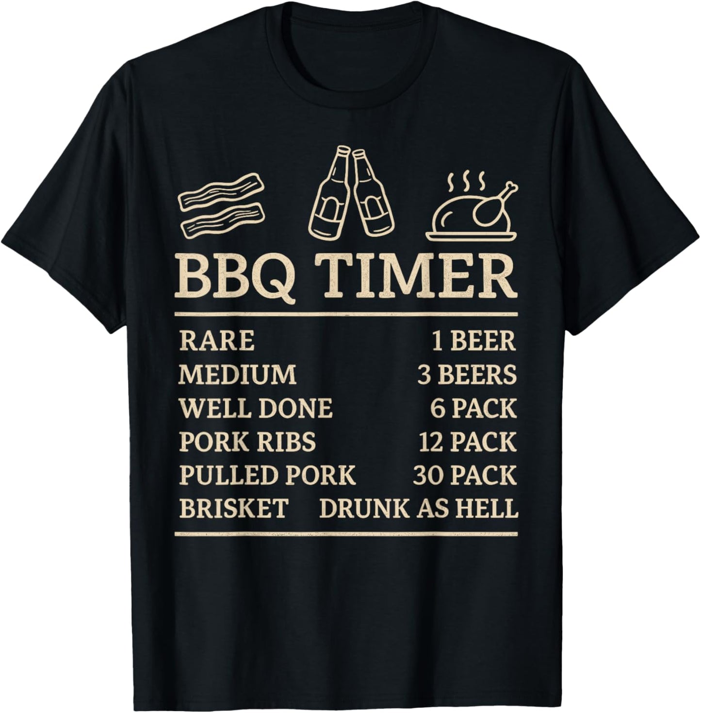 BBQ Timer Meat Smoking Tee Grill & Beer Lover Funny Smoker T-Shirt