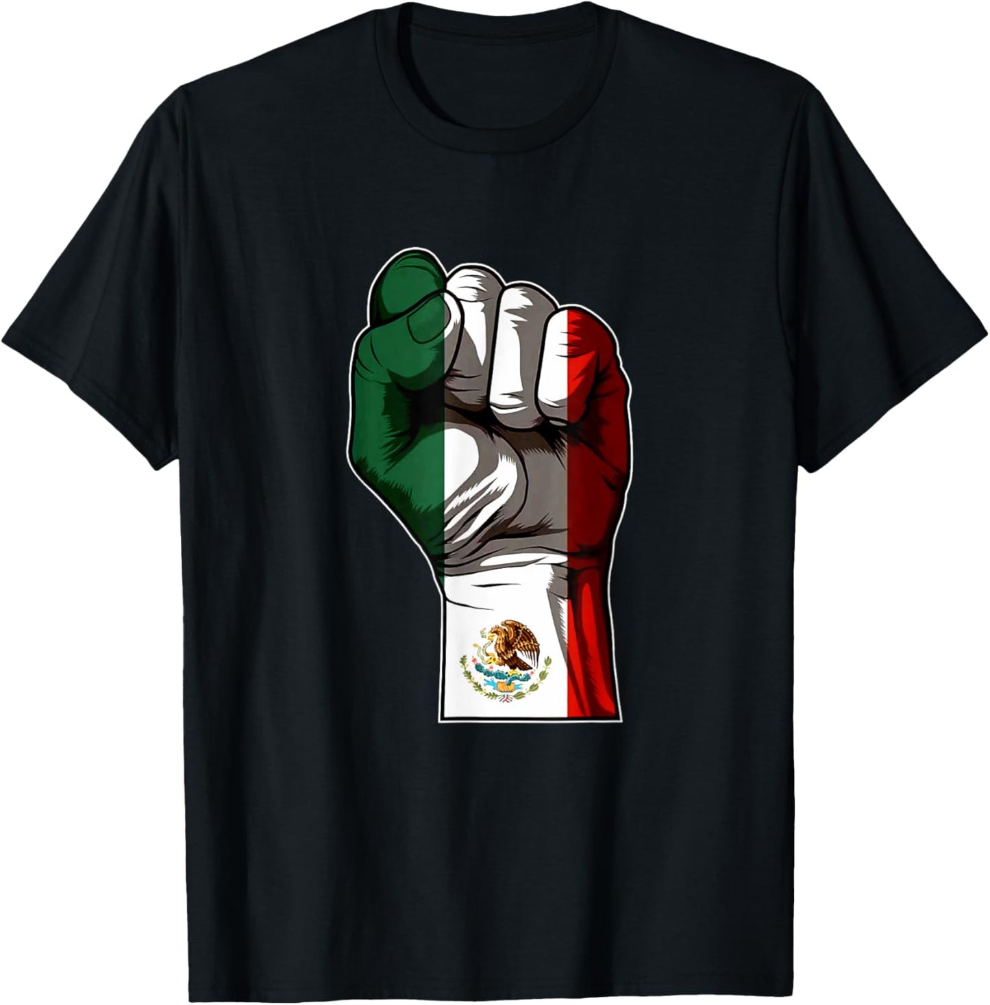 Mexican Flag Raised Fist Symbol Art T-Shirt