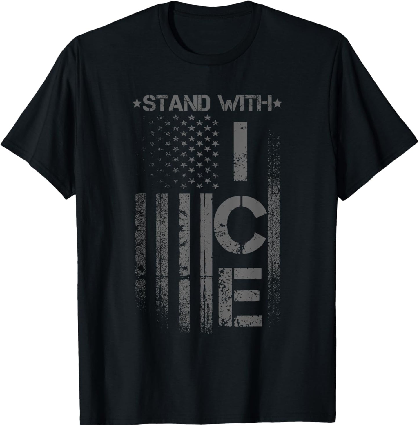 Border Patrol Support ICE Immigration Officers American Flag T-Shirt