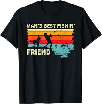 German Shepherd Fishing Buddy Mans Best Friend Fisherman T-Shirt