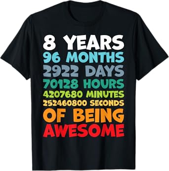8 Year Old BDay Decorations Son Boy 8yr 8th Birthday T-Shirt