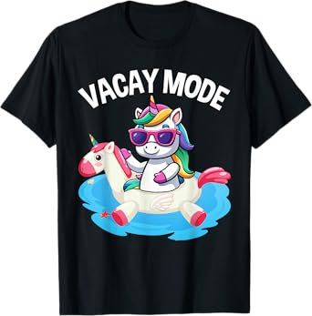 Vacay Mode Cute Unicorn Funny Family Vacation Kids Girl T-Shirt
