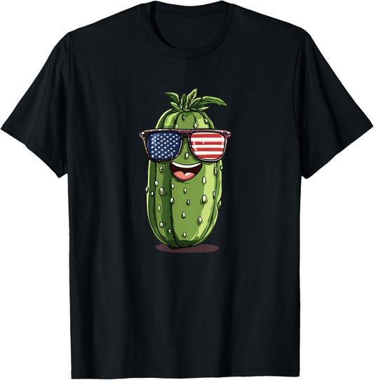Cool 4th Of July Pickle Costume With America Sunglasses T-shirt