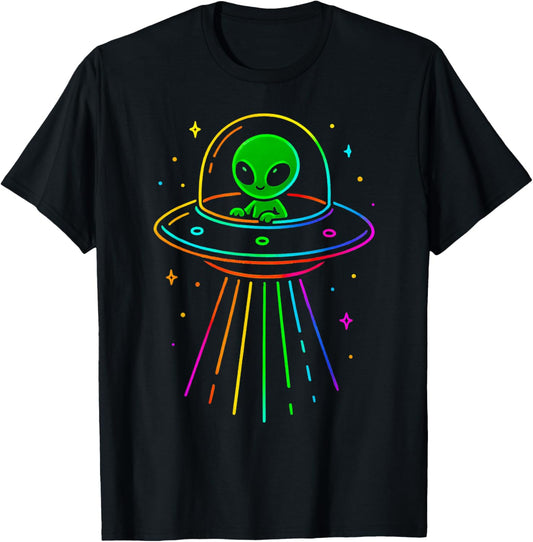 Alien UFO Colorful Lights For Alien Lovers T-Shirt