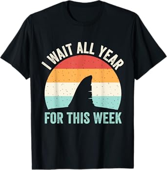 I Wait All Year For This Week - Funny Shark Lover 2025 Ocean T-Shirt