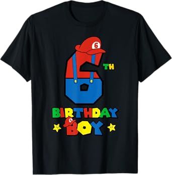 6th Birthday Boy Super Gamer Gaming Theme Birthday Party T-Shirt