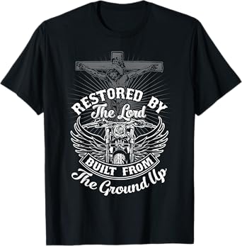 Christian Biker Shirt Motorcycle Jesus Design Restored Lord T-Shirt