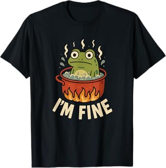 Funny Cartoon Frog in Boiling Water T-Shirt