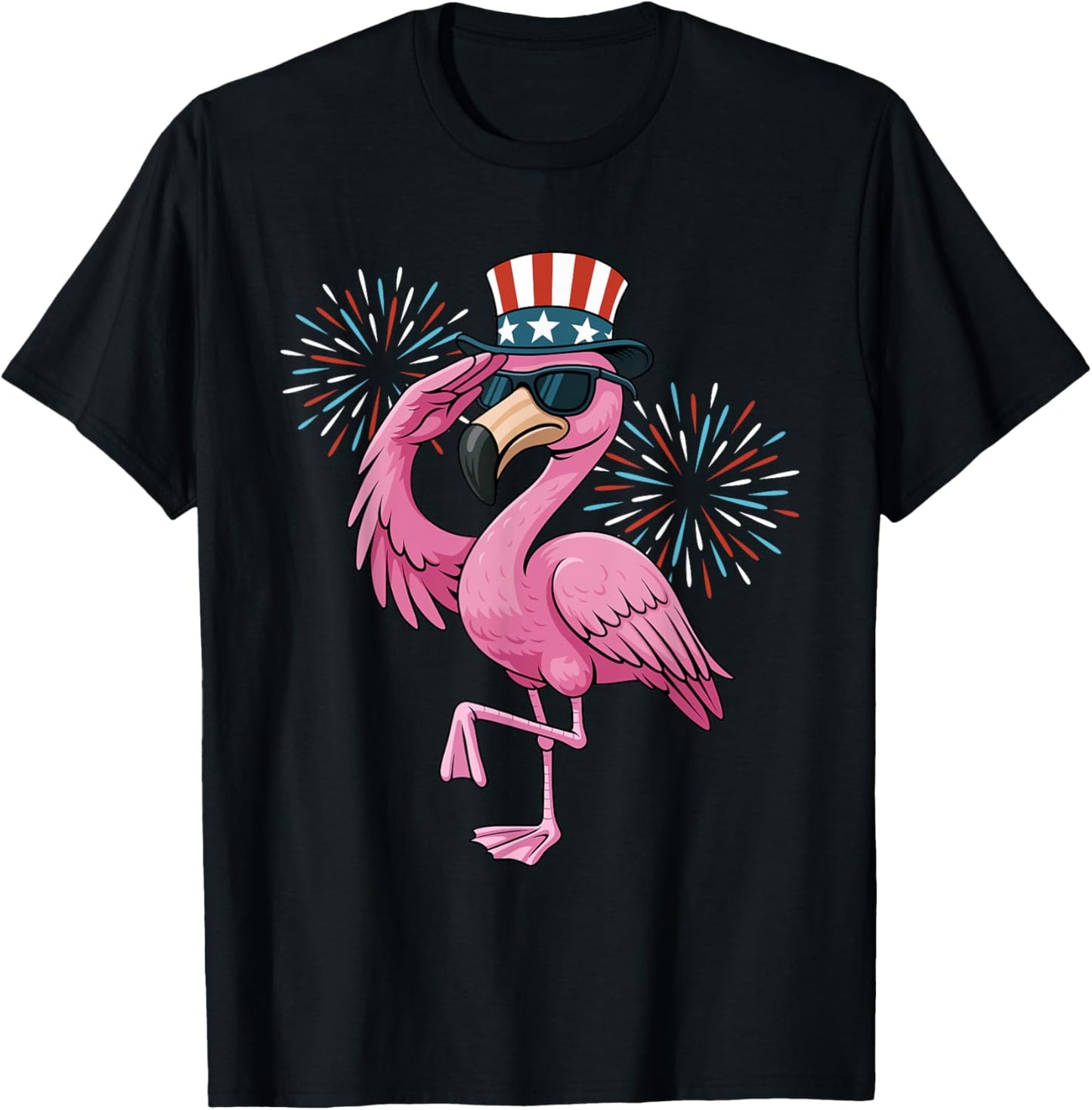 4th of July Flamingo Funny Fourth of July Women Kids Men T-Shirt