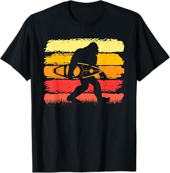 Retro Bigfoot Kayak Vintage Sasquatch Kayaking T-Shirt