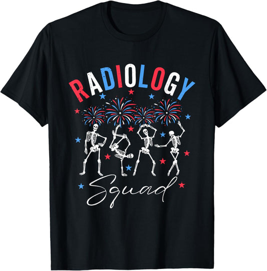 Dancing Skeleton Radiology X-ray Tech Patriotic 4th Of July T-shirt