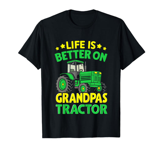 Kids Farmer Funny Tractor Boy On Grandpas Tractor T-Shirt