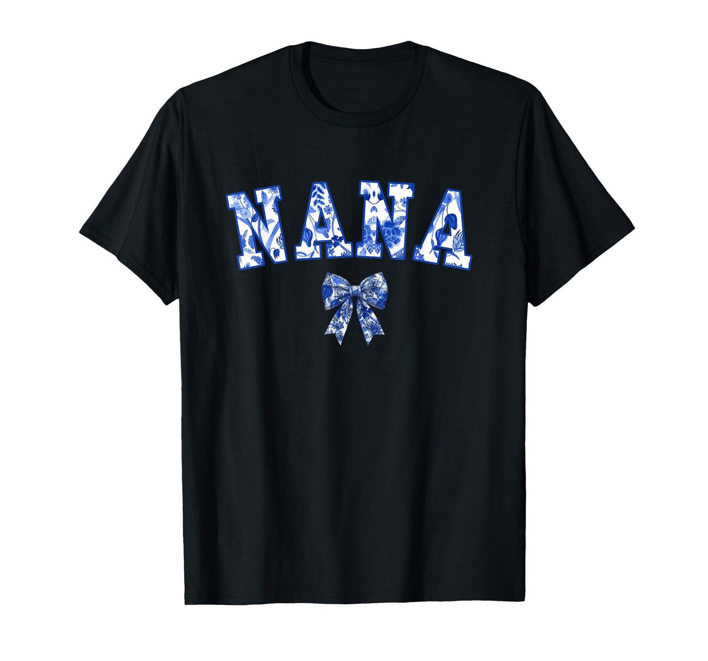 Nana Coquette Toile Blue Bow Floral Family Matching T-Shirt