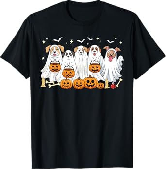 Funny Halloween Dog Ghost Costume Dog Lover Men Women Kid T-Shirt