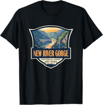 New River Gorge National Park Illustration Retro Badge T-Shirt