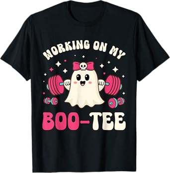 Working on My Boo tee Funny Gym Halloween Dead Lift Ghost T-Shirt