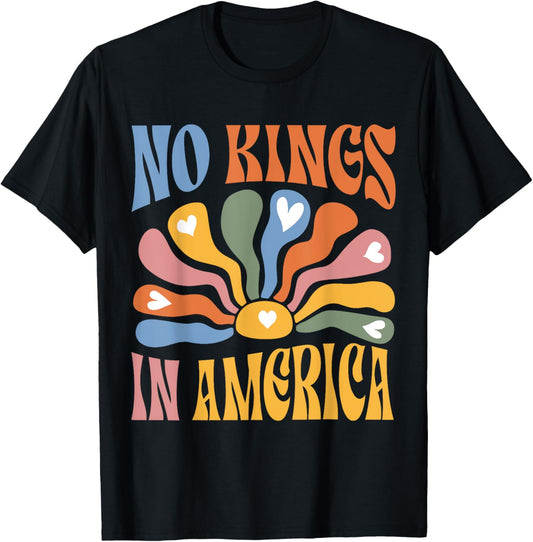 Vintage No Kings In America Boho Floral Quote Women T-Shirt