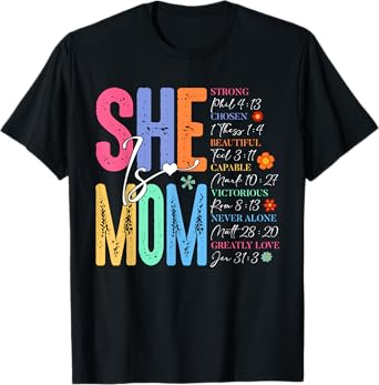 She Is Mom Christian Mother's Day Jesus Mama Religious Women T-Shirt
