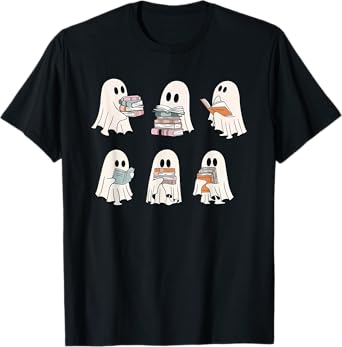 Cute Boo Ghost Read More Books, Funny Halloween, Book Lover T-Shirt