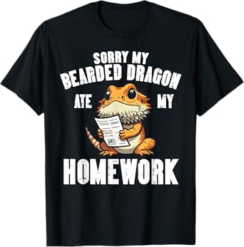 Bearded Dragon Ate Homework Funny Beardie Boys Girls Kids T-Shirt