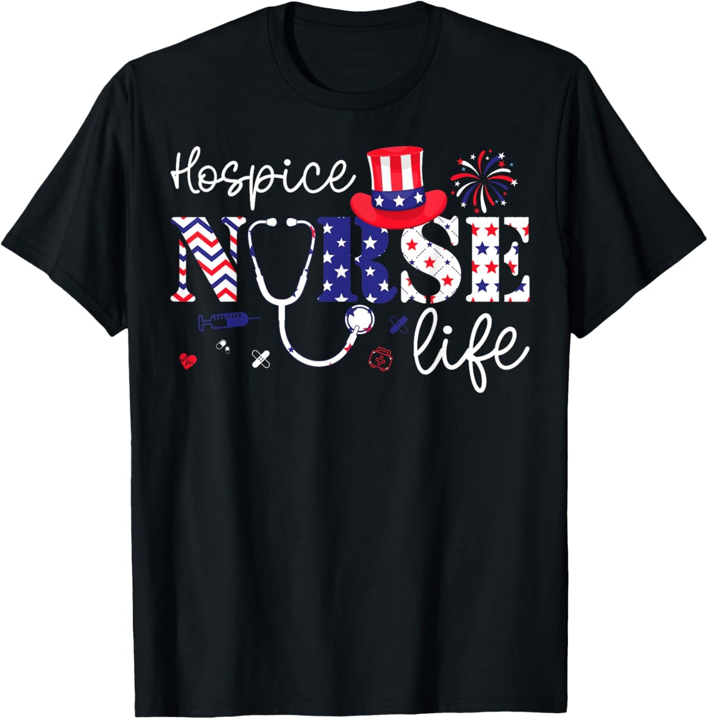 Hospice Nurse Life American Flag USA Patriotic 4th of July T-Shirt