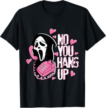 No You Hang Up Funny Ghost Calling Horror Halloween Pink T-Shirt