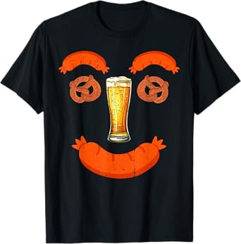 Beer Pretzel Wurst Sausage Smile Funny Oktoberfest Wurst T-Shirt