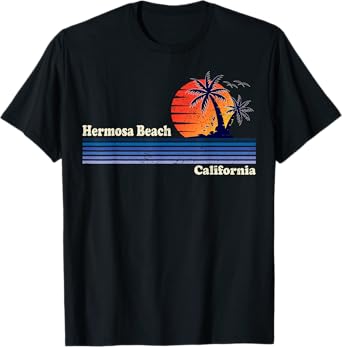 Hermosa Beach Shirt - Vintage Retro Sunset Hermosa Beach T-Shirt