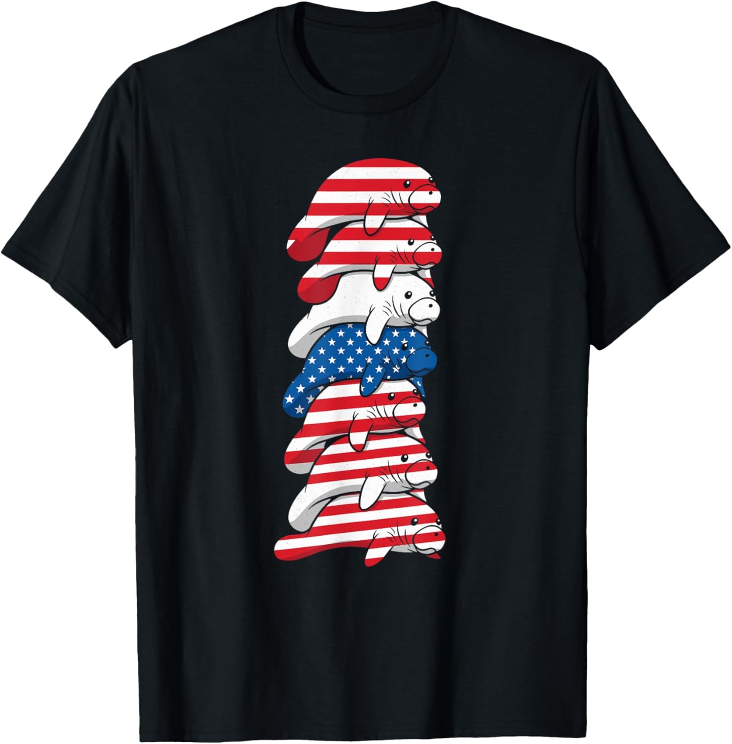 Funny Manatee American Usa Flag Memorial Day 4th Of July T-shirt