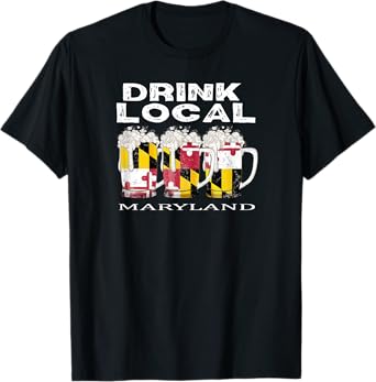 Beer Lover Mug Funny MD Maryland State Flag USA T-Shirt