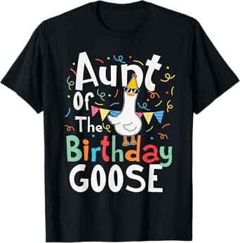 Aunt Of The Birthday Goose Funny Boy Girl Bday Party Kids T-Shirt