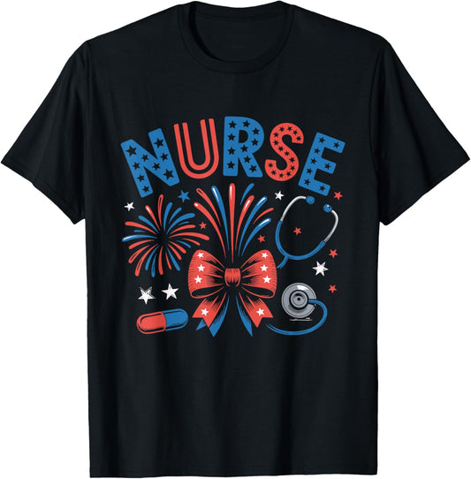 4th Of July Nurse American Flag Fourth Of July Funny Nurse T-shirt