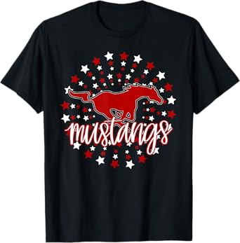 Mustangs School Spirit Football Mom Mustang Pride Teacher T-Shirt