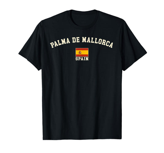 Vintage Palma De Mallorca Spain Spanish Flag Souvenir Retro T-Shirt