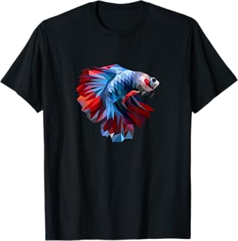 Colorful Geometric Betta Fish, Dad Mom Boy Girl Birth-day T-Shirt