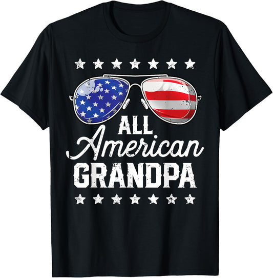 All American Grandpa 4th of July Family Matching Sunglasses T-Shirt