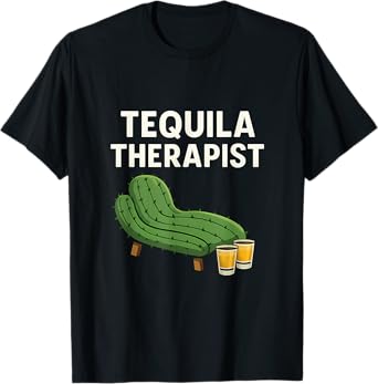 Tequila Therapist Cactus Couch Bar Humor Design T-Shirt